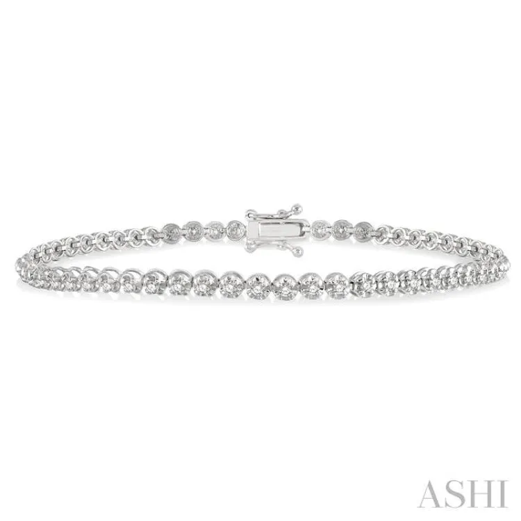 1 ctw Round Cut Diamond Illusion Bracelet in 14K White Gold