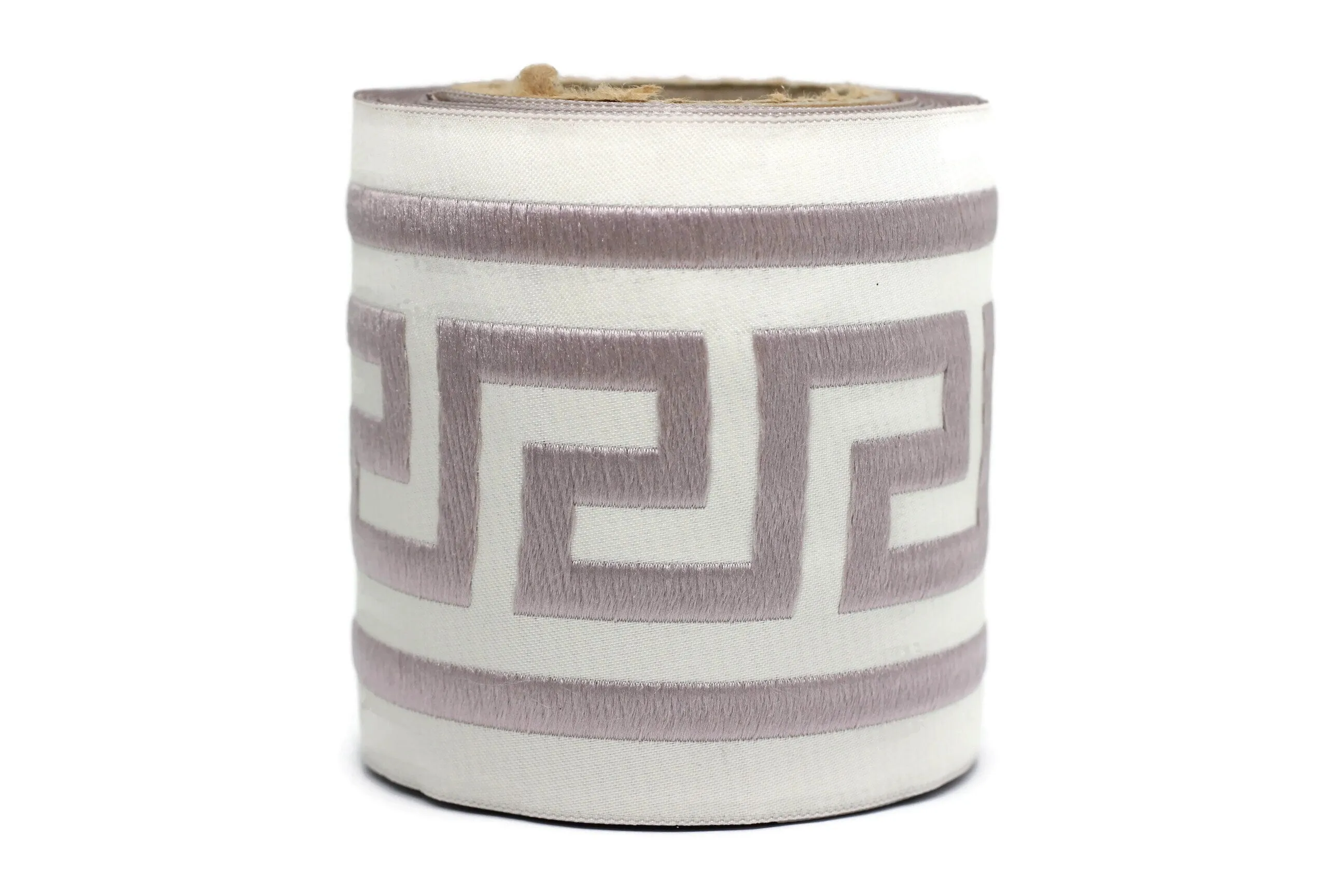 100mm Beige&Powder Pink Greek Key Ribbons (3.93 inch), Meander Jacquard Trim, Drapery Trim Tape, Curtain Making Drapery Banding 197 V2