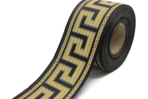 2.75" Greek Key Embroidered Drapery Trims, 70mm Jacquard Trims, Sewing Trim, Curtain trims, Jacquard Ribbons, Drapery Banding 70005 C03