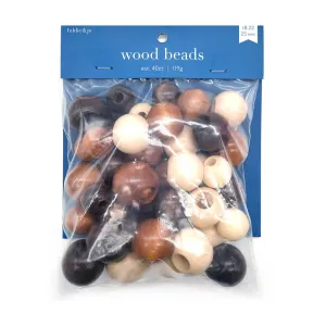 40 pk Wooden Beads - Multi,18mm,22mm,25mm