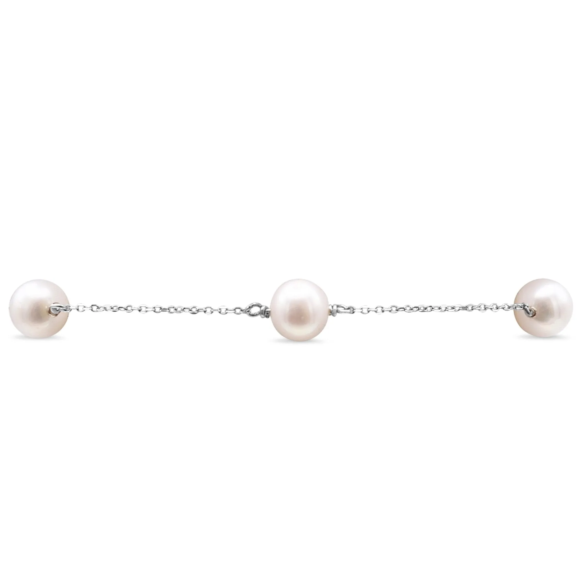 7-7.5mm Cultured Pearl Bracelet - 18ct White Gold