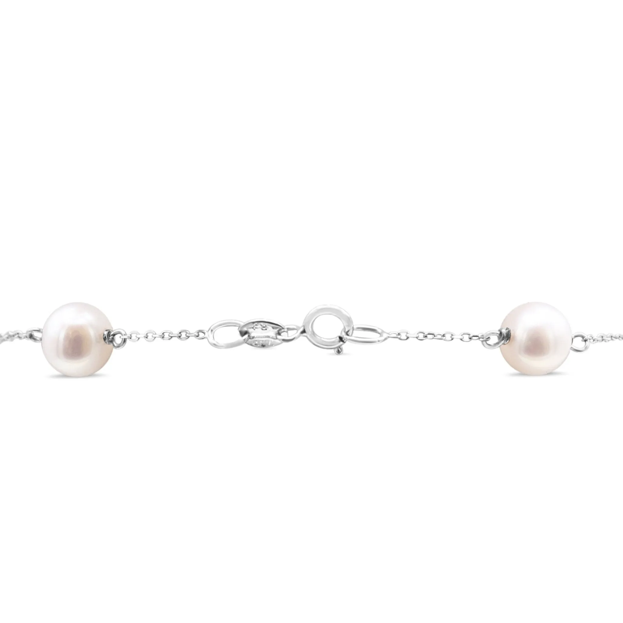 7-7.5mm Cultured Pearl Bracelet - 18ct White Gold