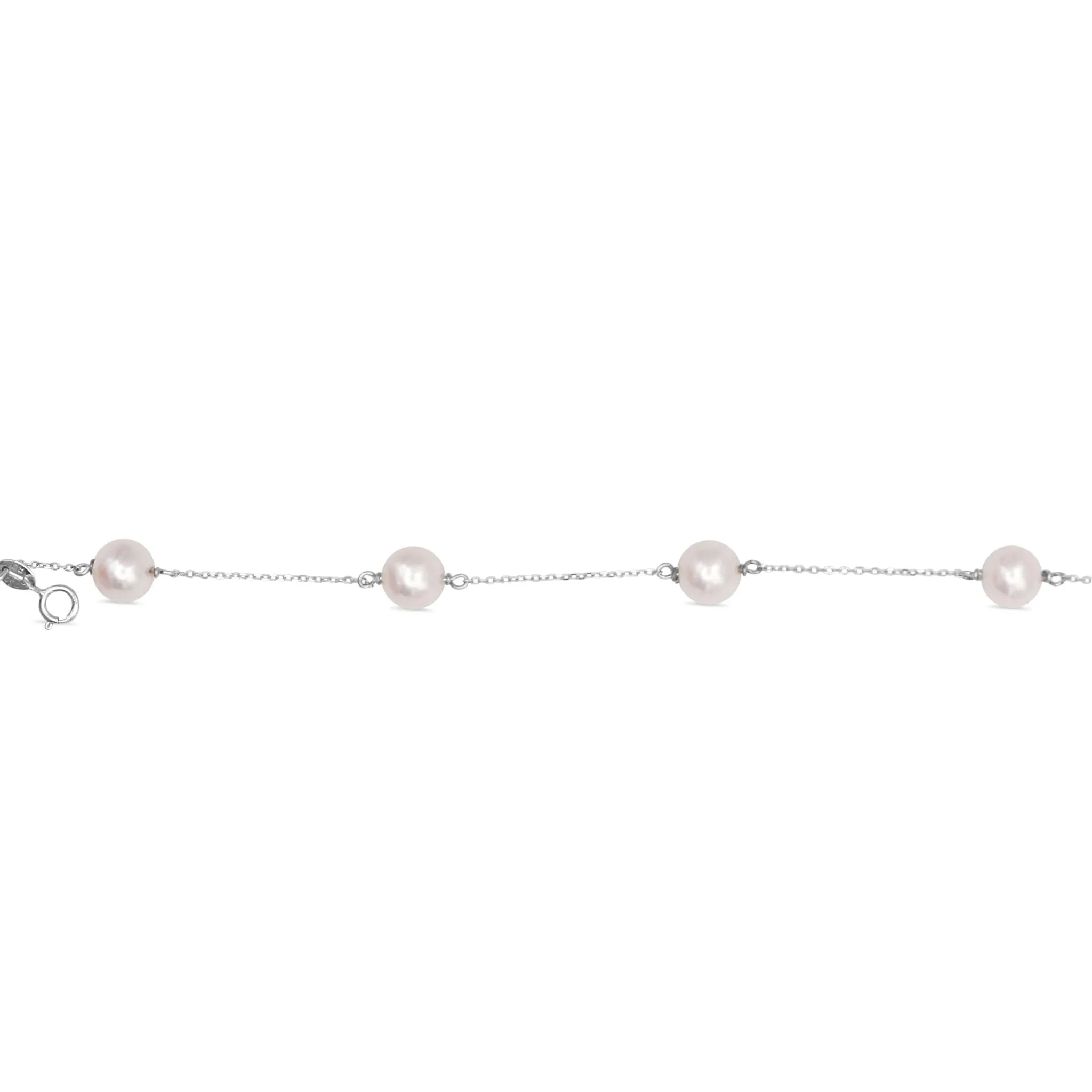 7-7.5mm Cultured Pearl Bracelet - 18ct White Gold