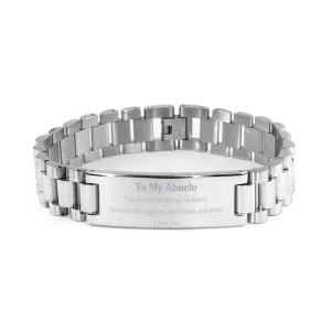 Abuelo Stainless Steel Bracelet - Engraved Thank You Gift for Grandpa, Christmas, Birthday, Veterans Day - I Love You, Appreciation for Grandfather and Mentor - Unique Jewelry for Abuelo