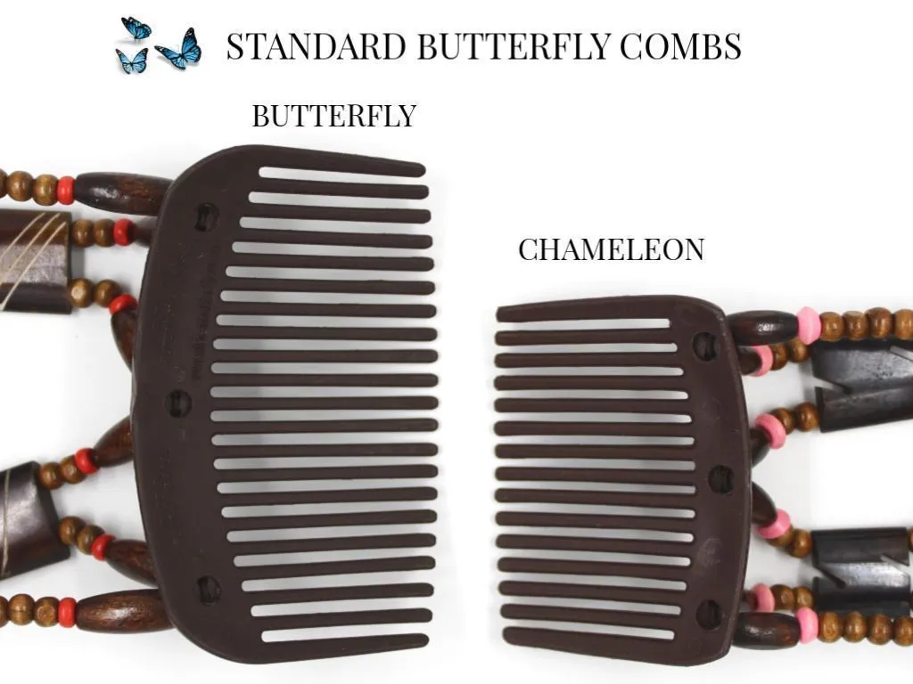 African Butterfly Hair Comb - Flowers Black 50