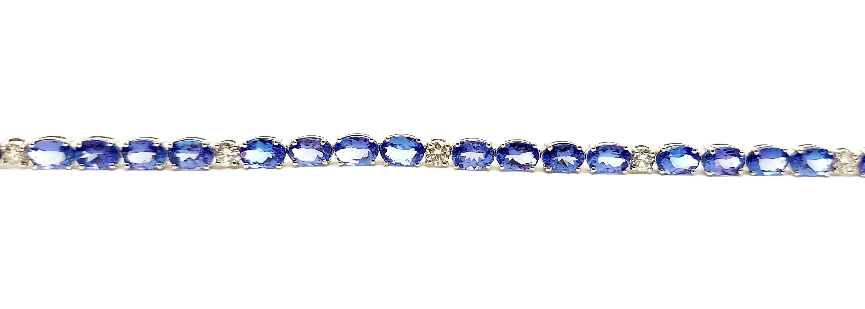 Alternating Tanzanite  and Diamond Bracelet in 14k White Gold Ad No. 2293