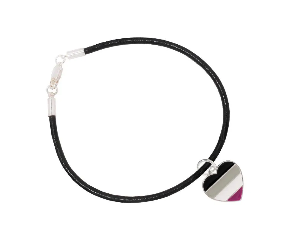 Asexual Heart Leather Cord Bracelets