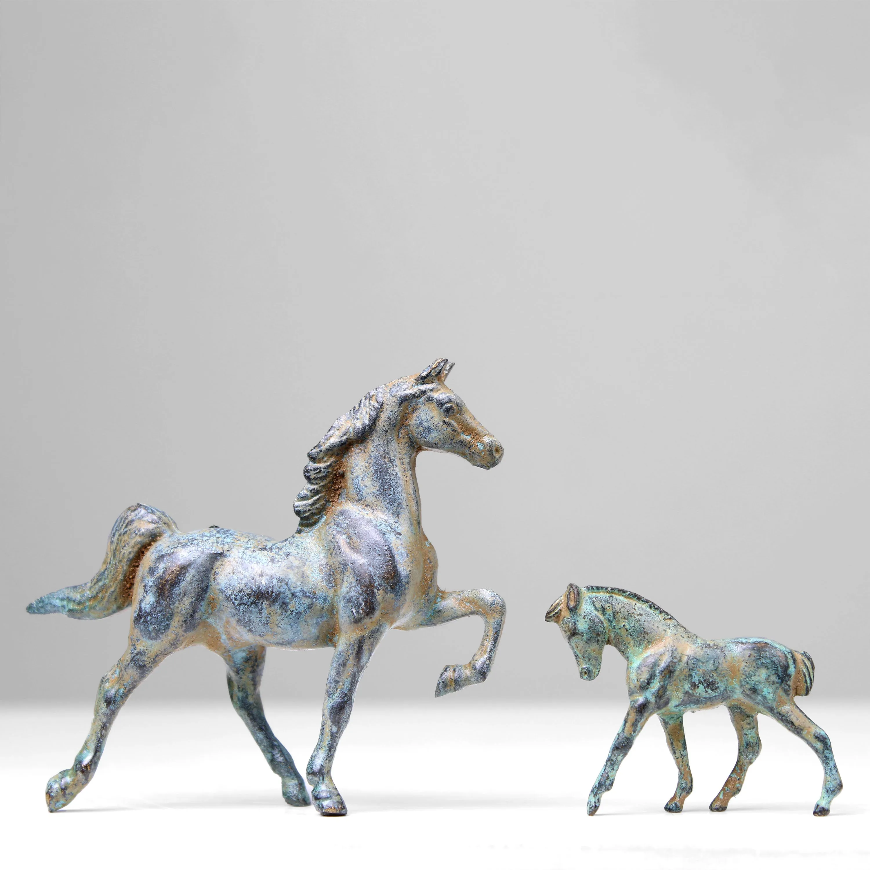 Baby Horse Statue (Green Bronze) - Young Foal