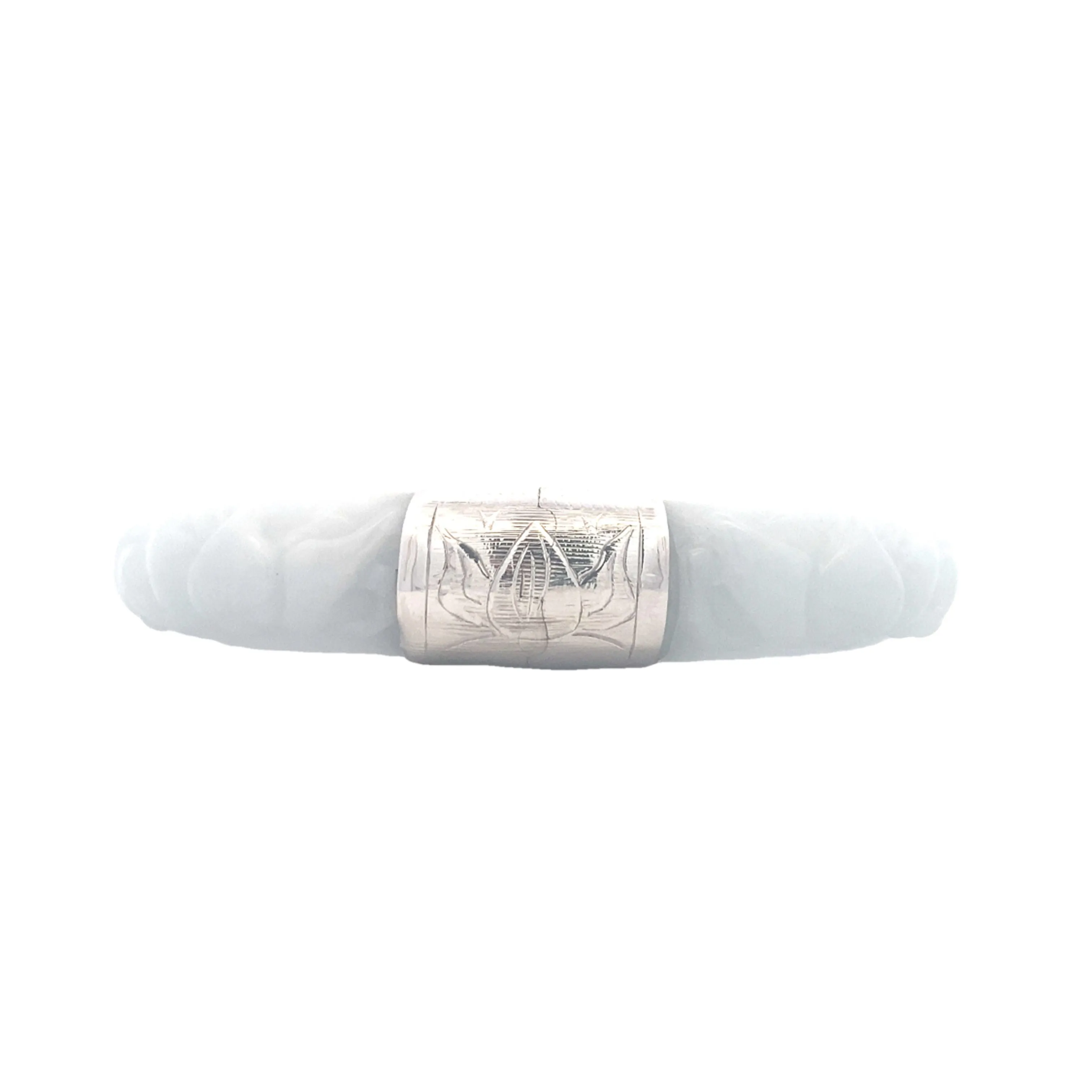 BCJ Estate Jewelry White Gold Jade Bangle