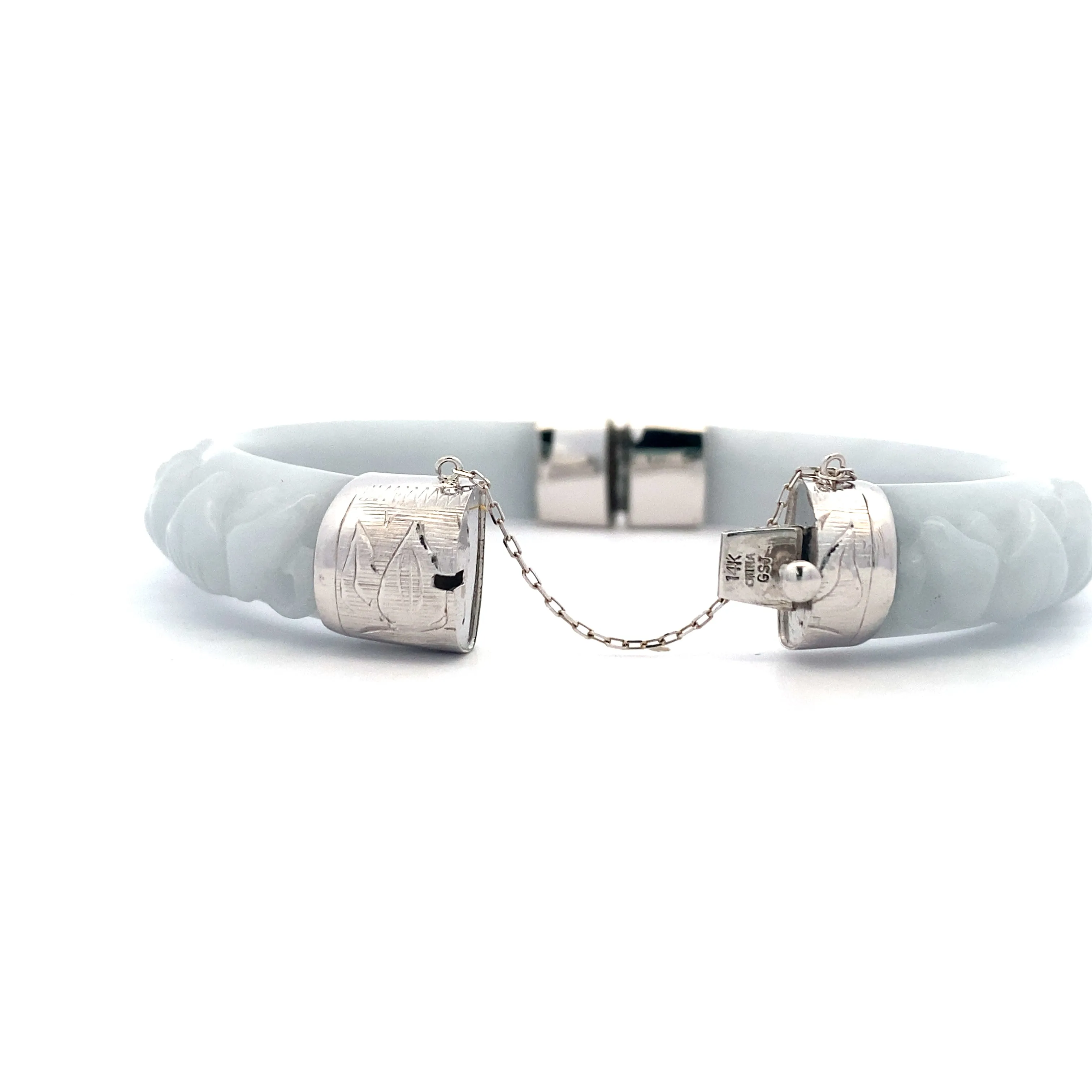 BCJ Estate Jewelry White Gold Jade Bangle