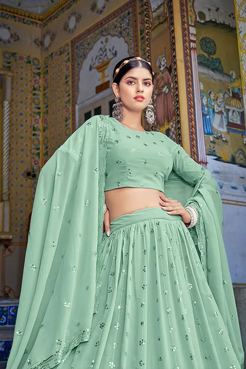 Beautiful Pista Green Embroidered Lehenga Choli