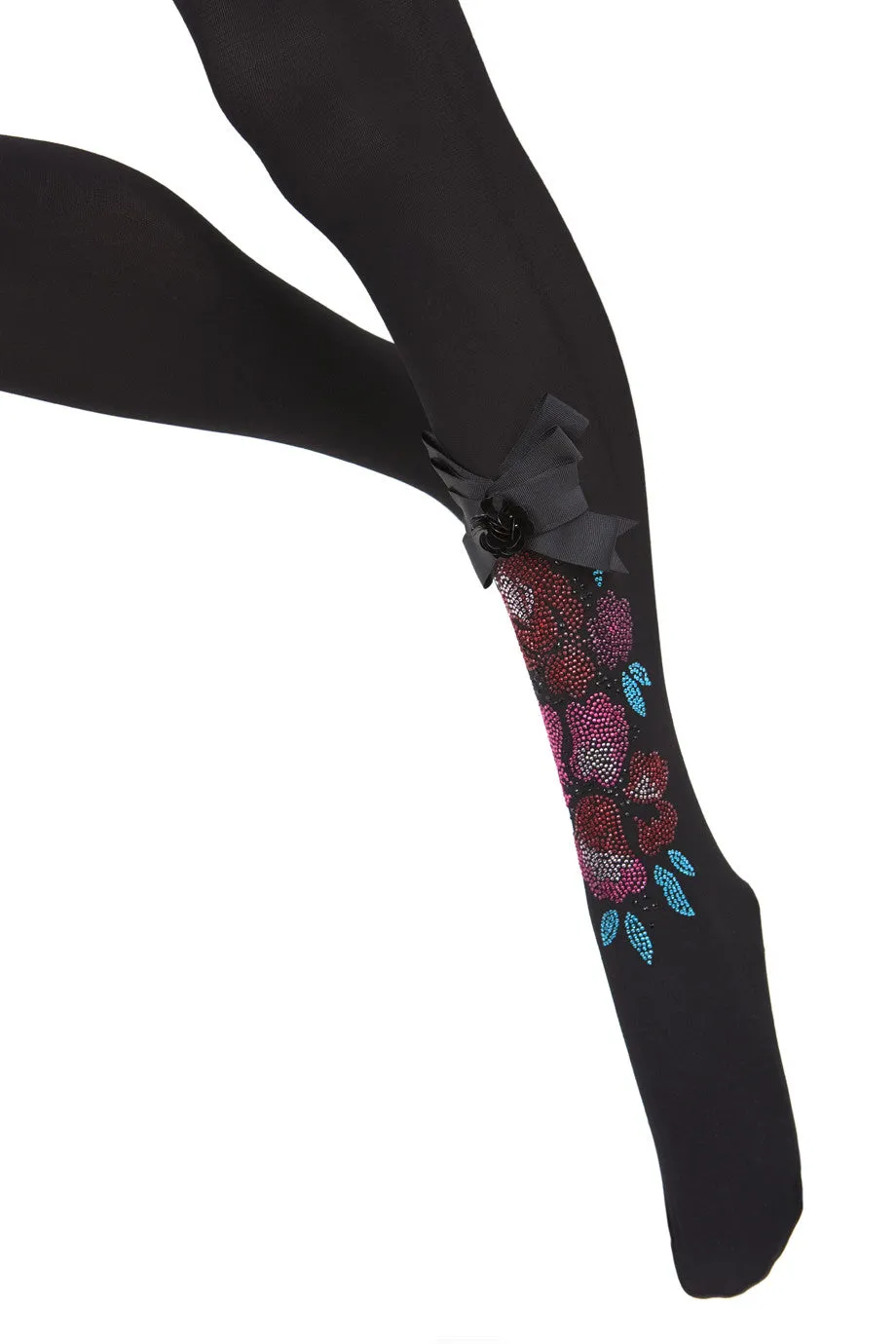 BEBAROQUE DEADLY NIGHTSHADE Flower Bow Tights