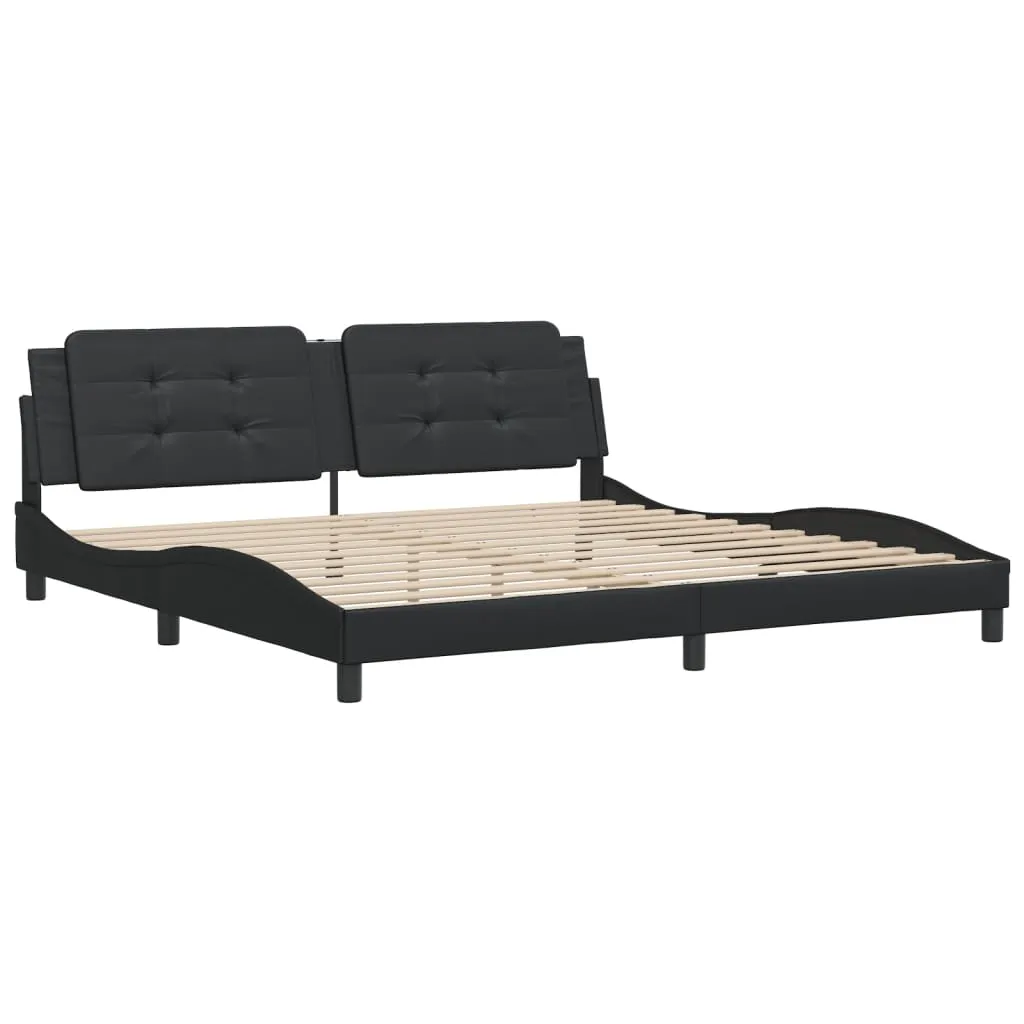 Bed Frame without Mattress Black 200x200 cm Faux Leather