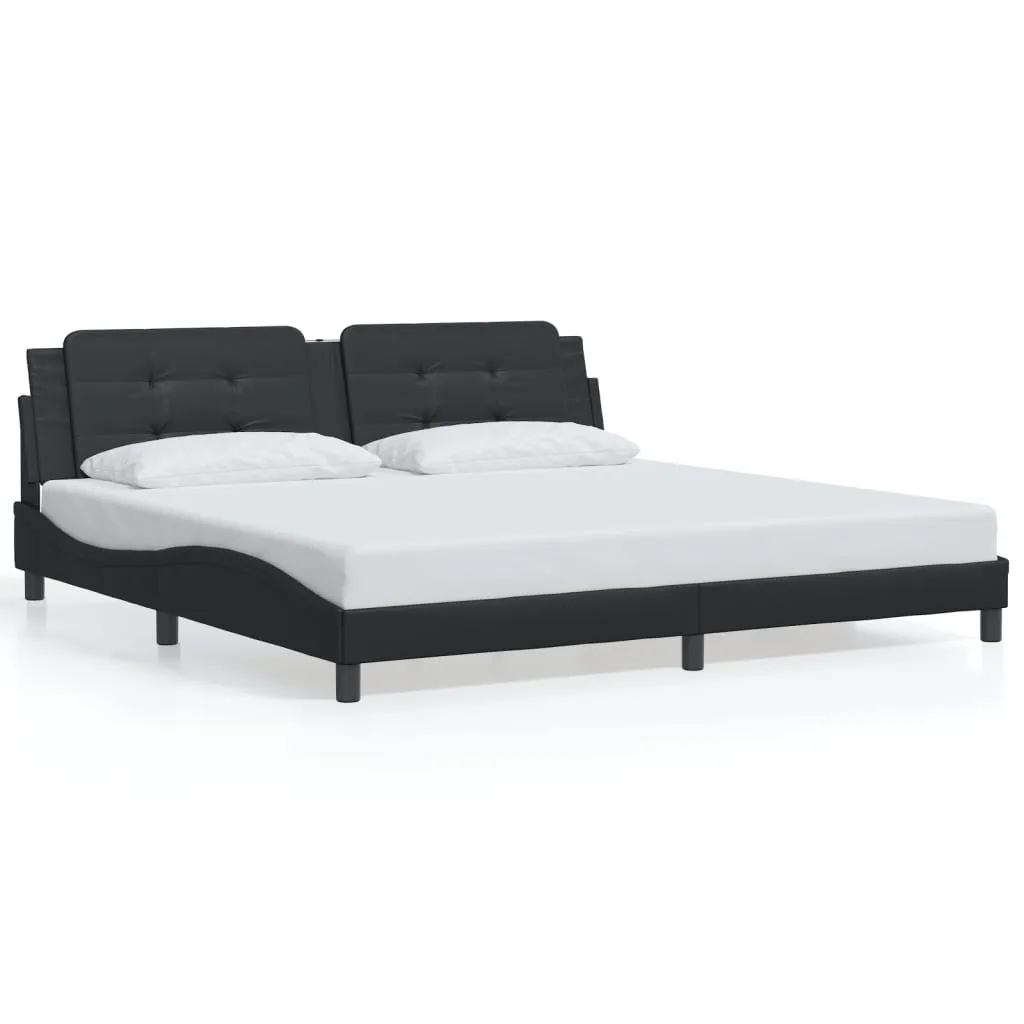 Bed Frame without Mattress Black 200x200 cm Faux Leather