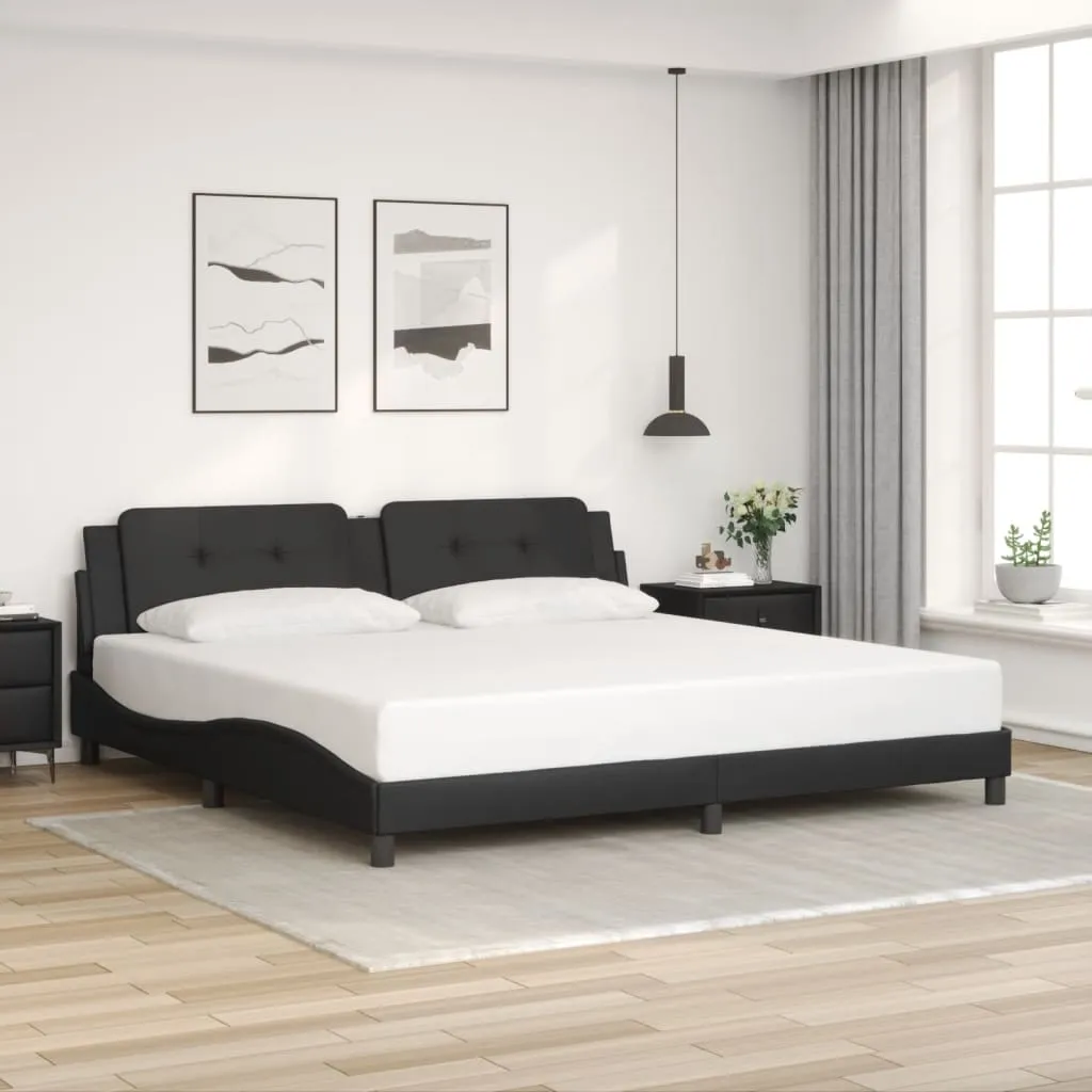 Bed Frame without Mattress Black 200x200 cm Faux Leather