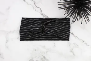 Black and Gray Stripe Rib Knit Headband