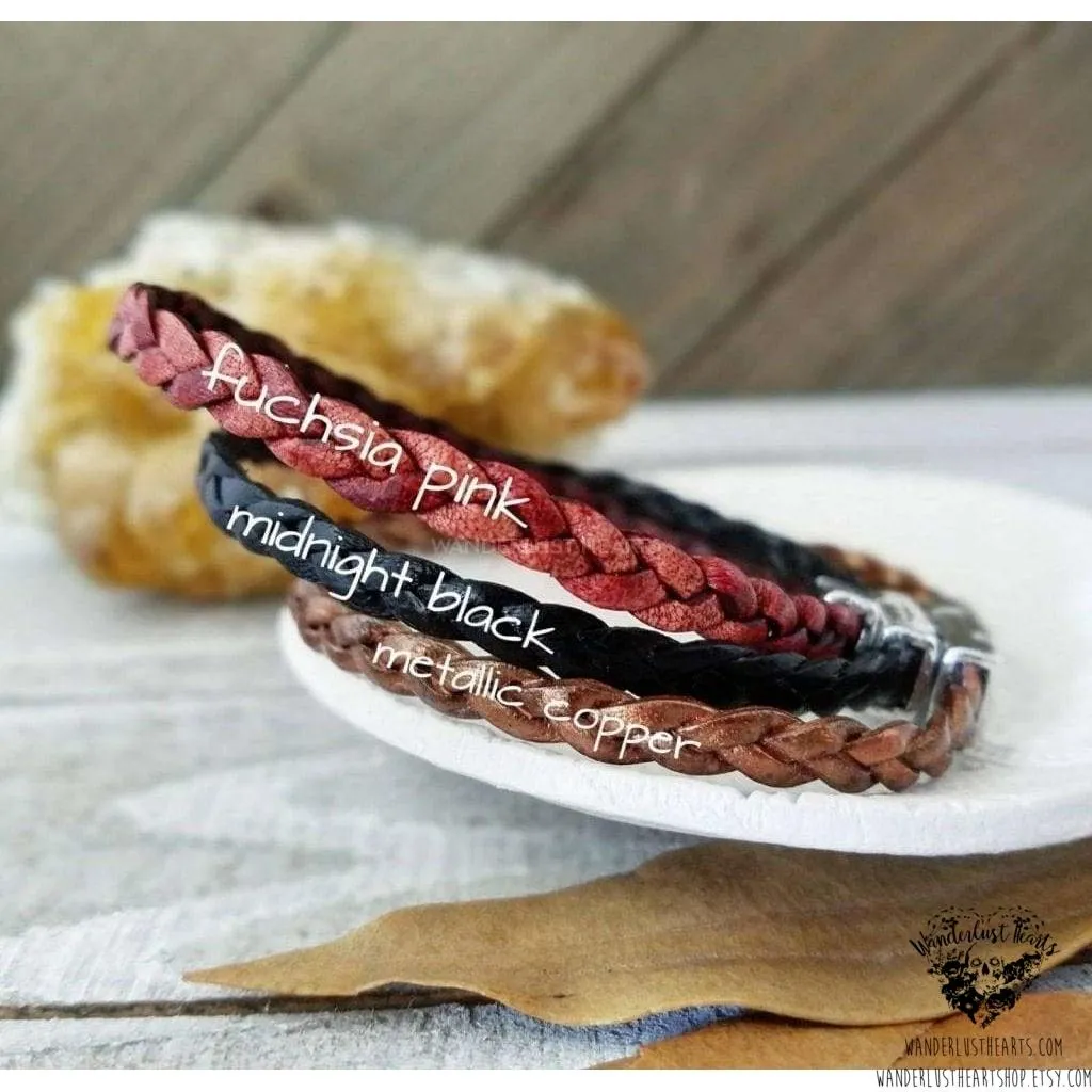 Braided leather bracelet