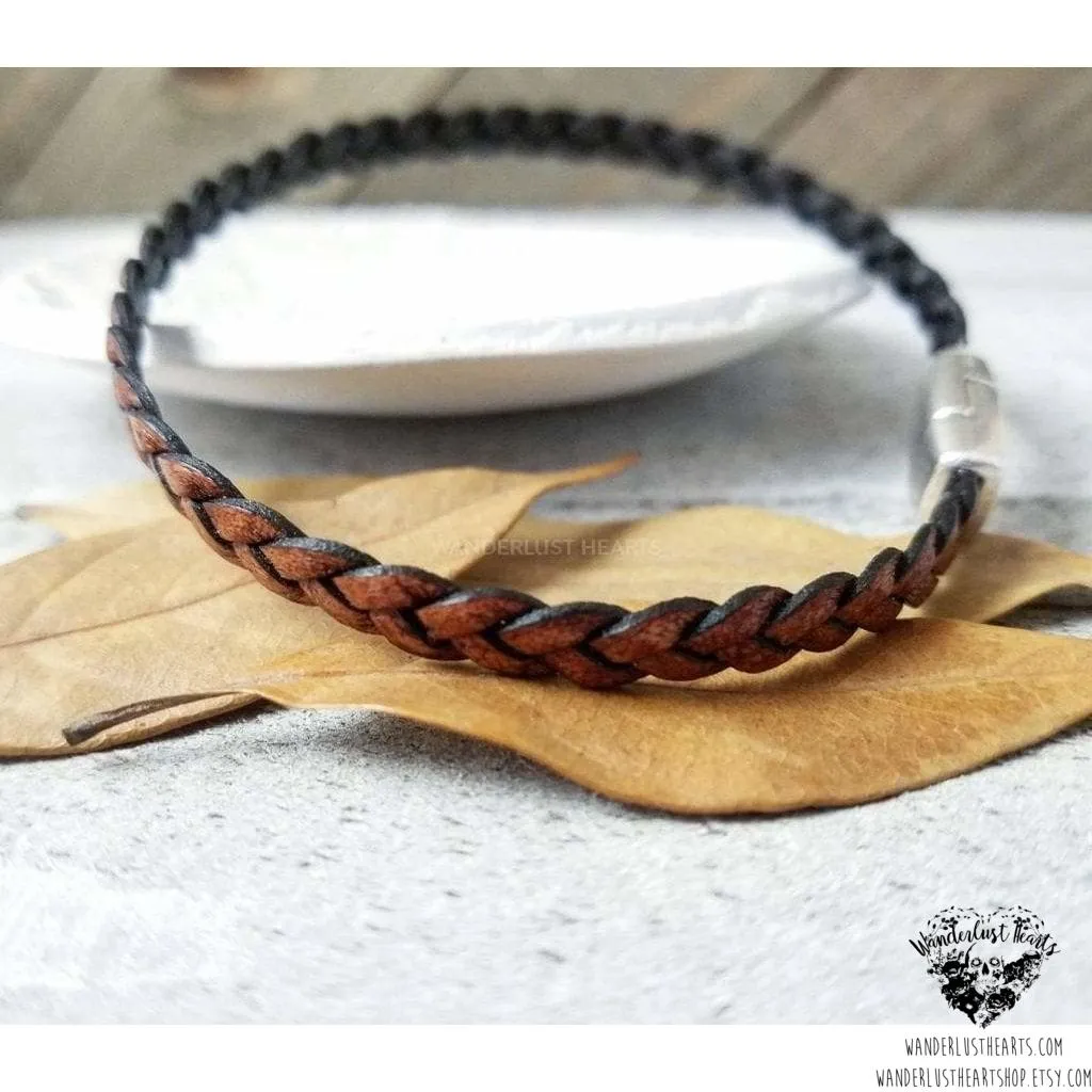 Braided leather bracelet