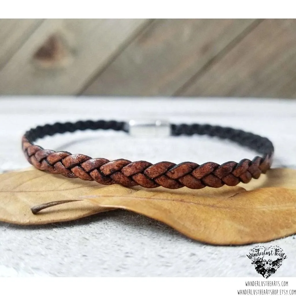 Braided leather bracelet