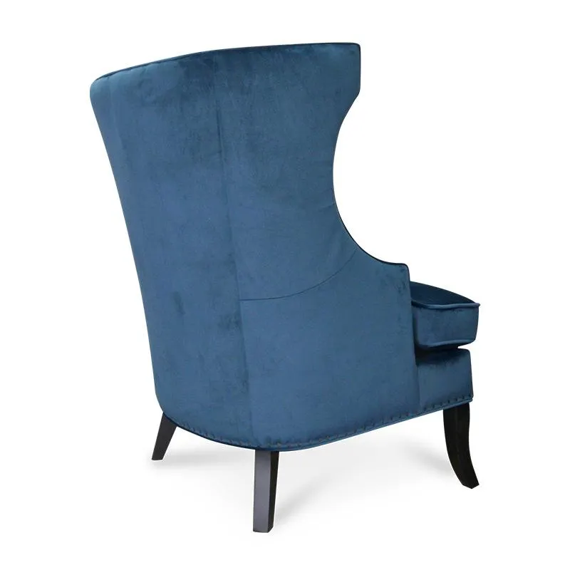 Cecilia Wingback Armchair - Navy Blue Velvet - Last One