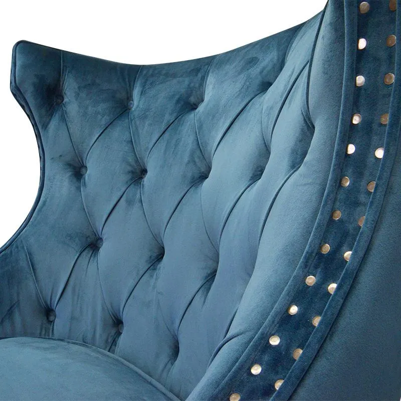 Cecilia Wingback Armchair - Navy Blue Velvet - Last One