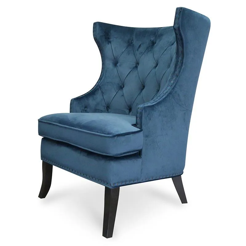 Cecilia Wingback Armchair - Navy Blue Velvet - Last One