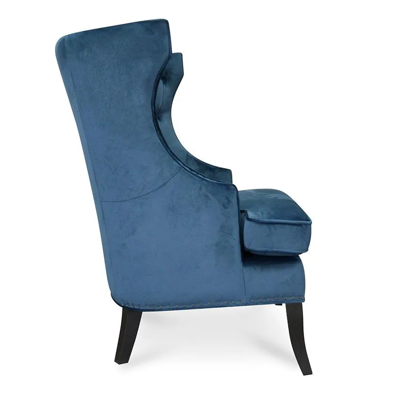 Cecilia Wingback Armchair - Navy Blue Velvet - Last One