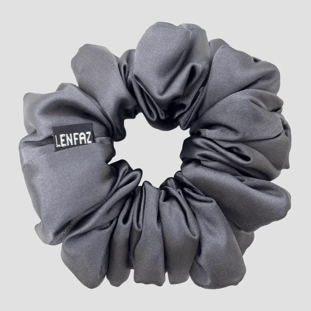 Charcoal Grey Satin Silk Scrunchie