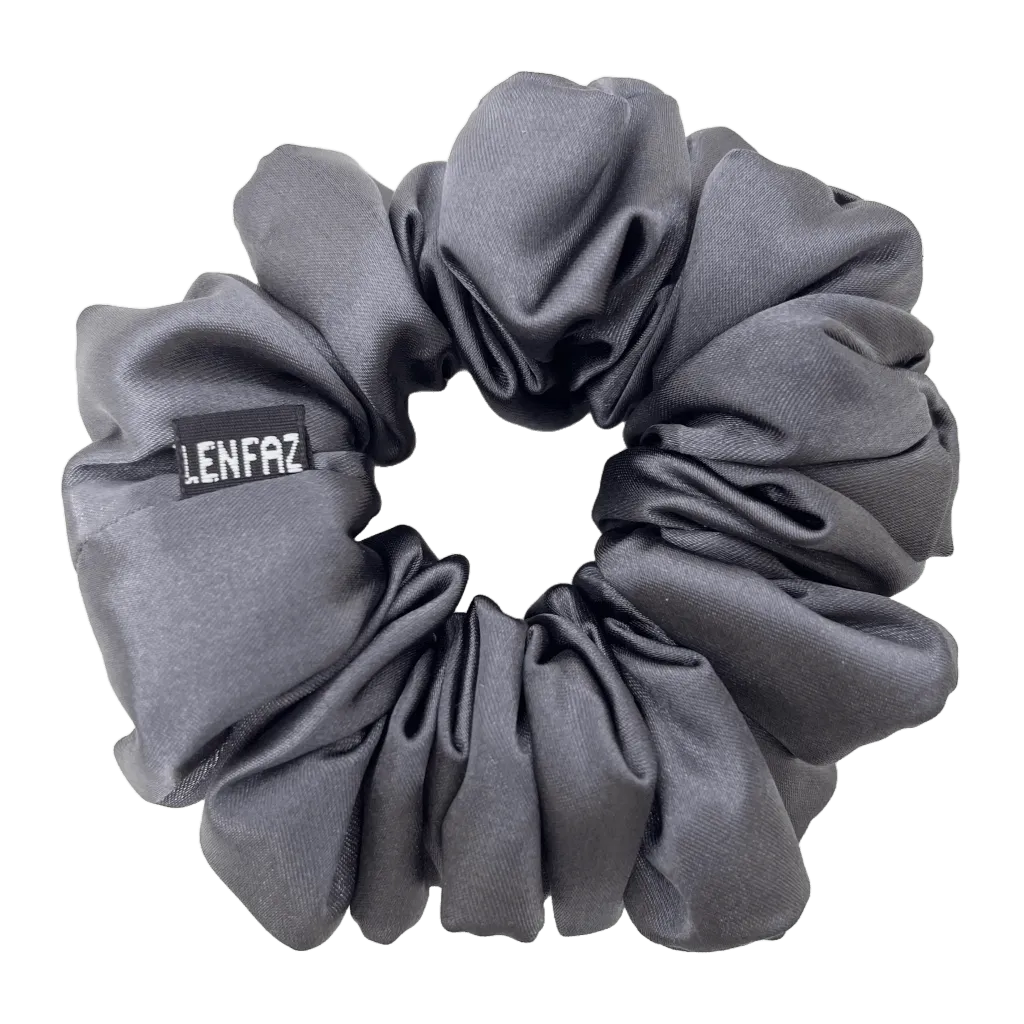 Charcoal Grey Satin Silk Scrunchie