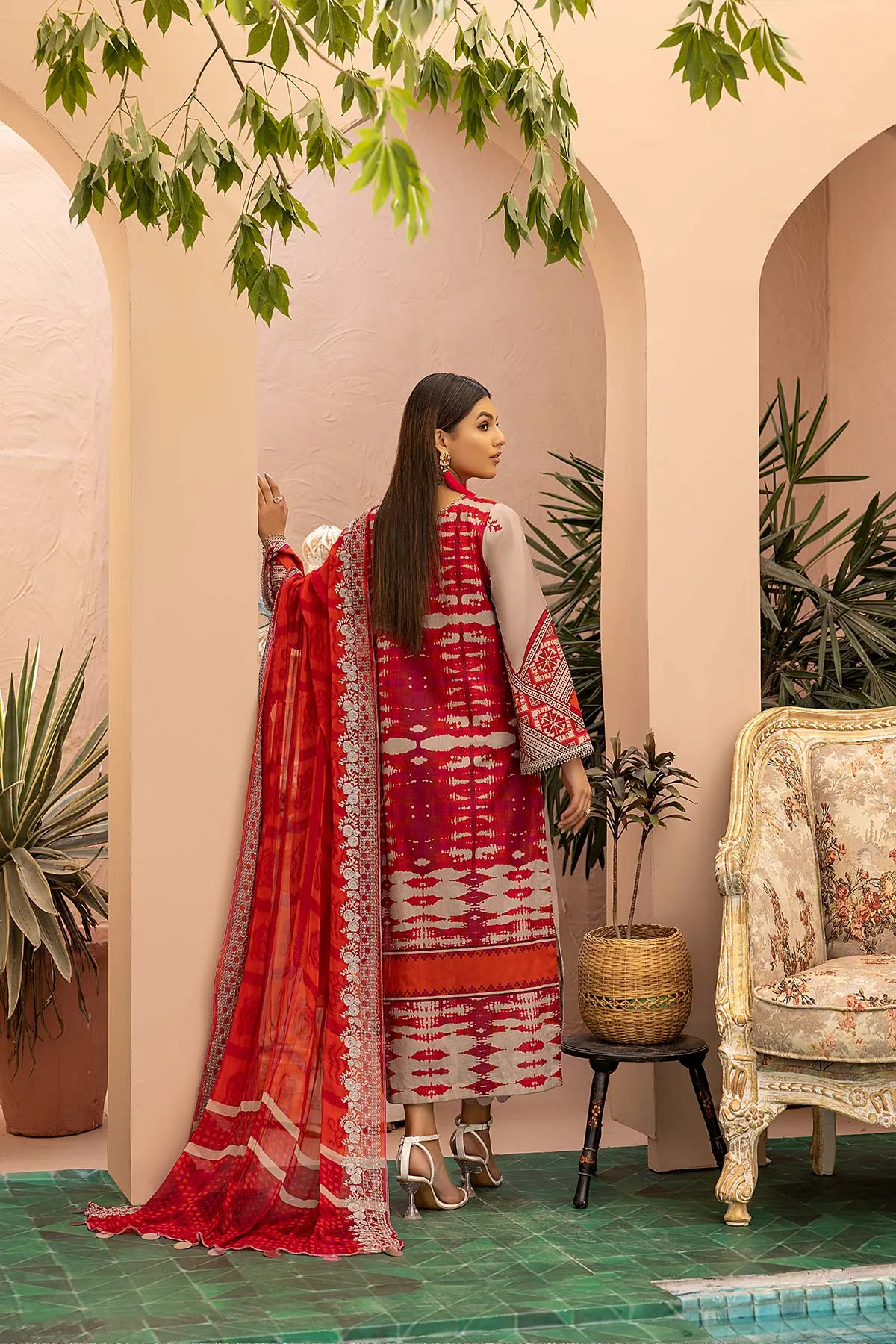 Charizma aniiq · Embroidered Lawn Suit With Embroidered Chiffon Dupatta – ANS-26