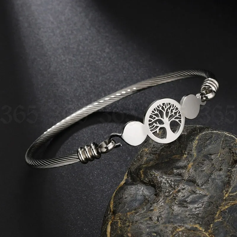 Charm Stainless Steel Hollow Tree of Life Bracelets