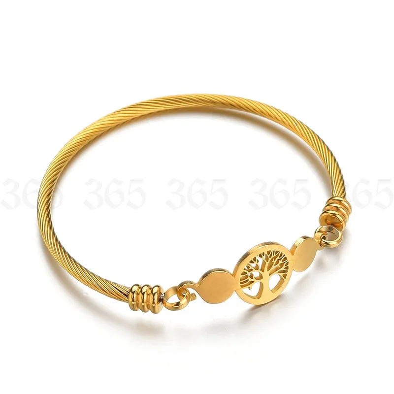 Charm Stainless Steel Hollow Tree of Life Bracelets