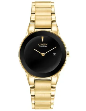 Citizen Eco-Drive Ladies Axiom - Gold-Tone IP Bracelet & Case - Black Dial