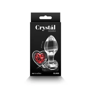 Crystal Desires Glass Heart Gem Butt Plug Medium - Red