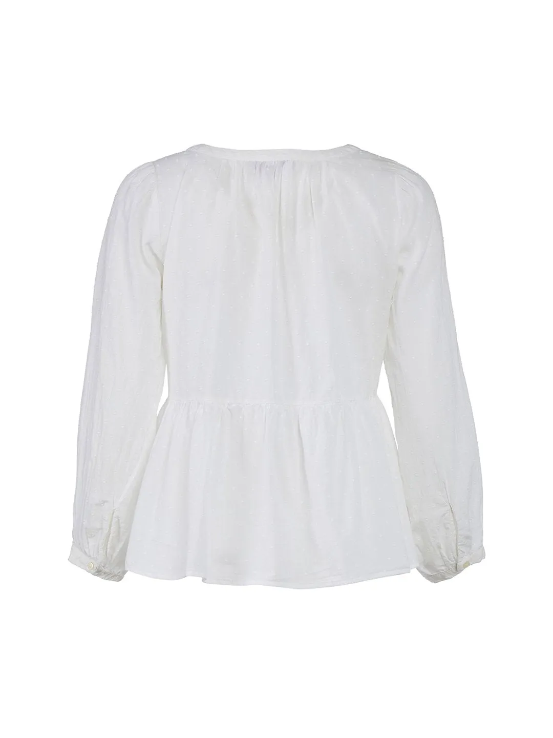 Embroidered Peplum Blouse in White