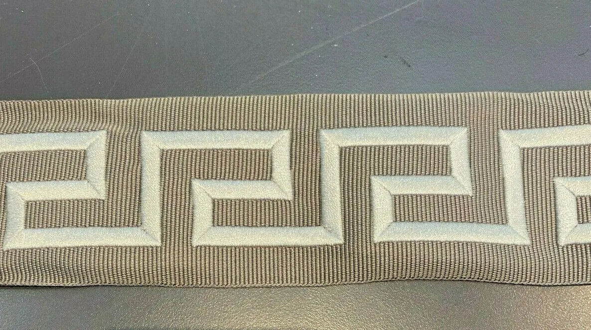 Embroidery Charcoal Greek Key Trim Tape By The Yard