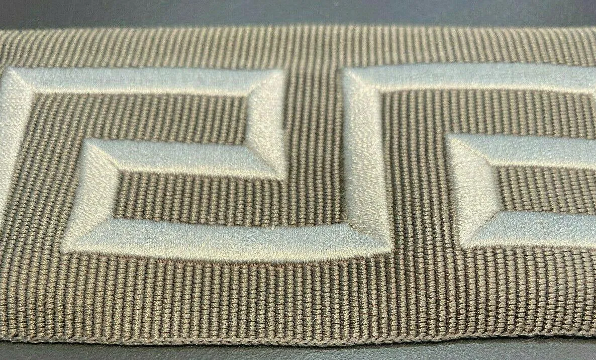 Embroidery Charcoal Greek Key Trim Tape By The Yard