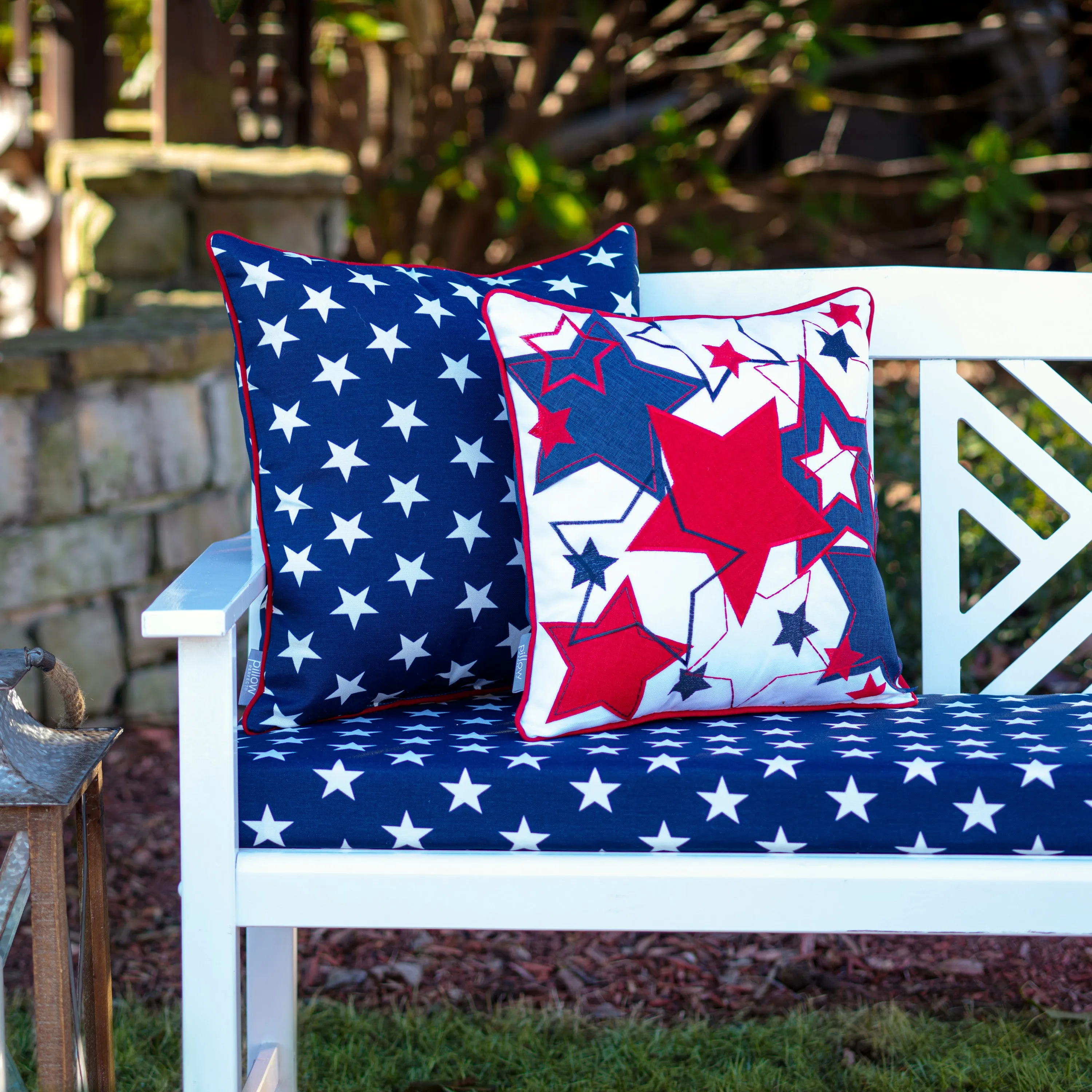 Fireworks Red, White, Blue 17-inch Throw Pillow