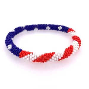 Flag Pattern Seed Bead Bracelet