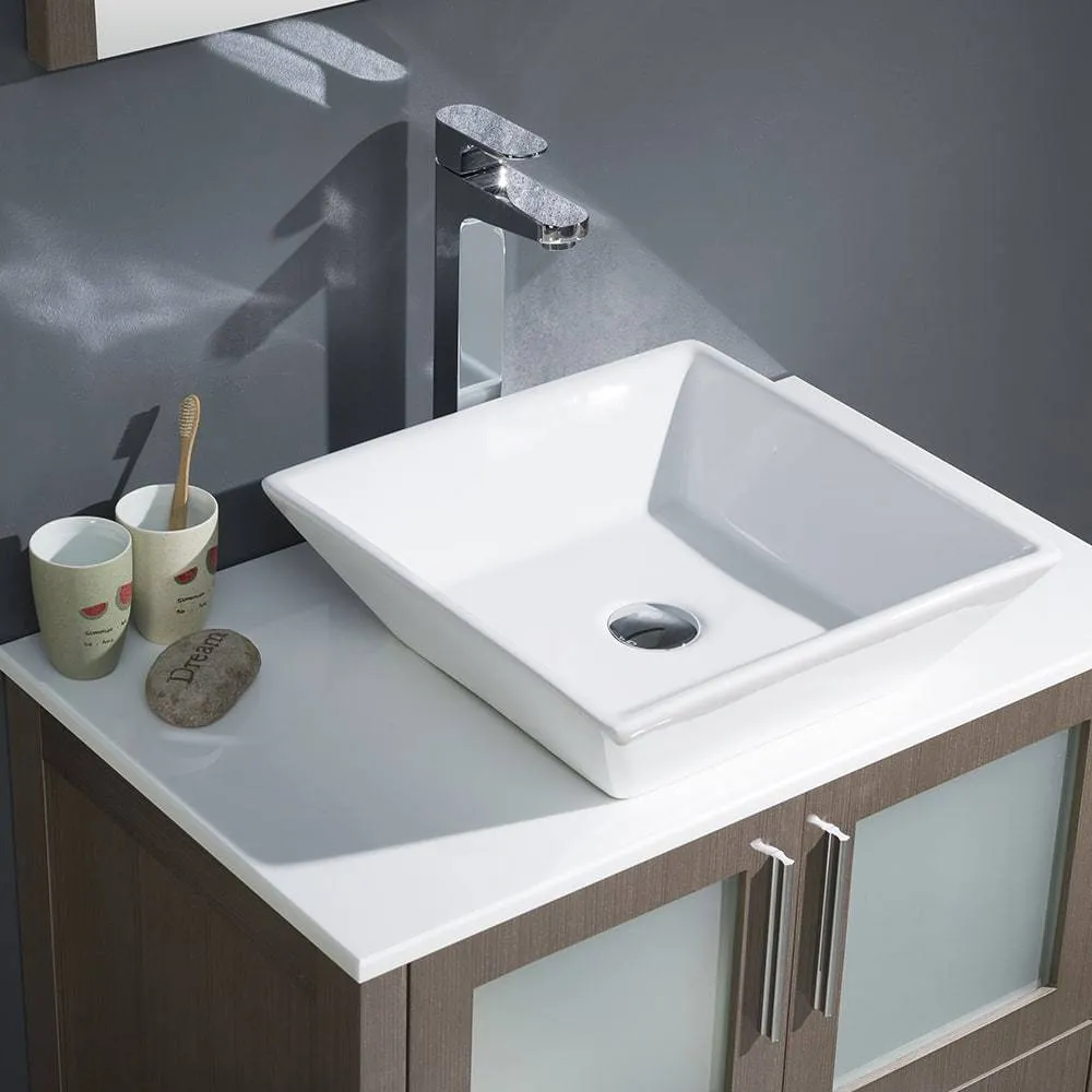 Fresca FVN6230GO-VSL Torino 30" Gray Oak Modern Bathroom Vanity with Vessel Sink