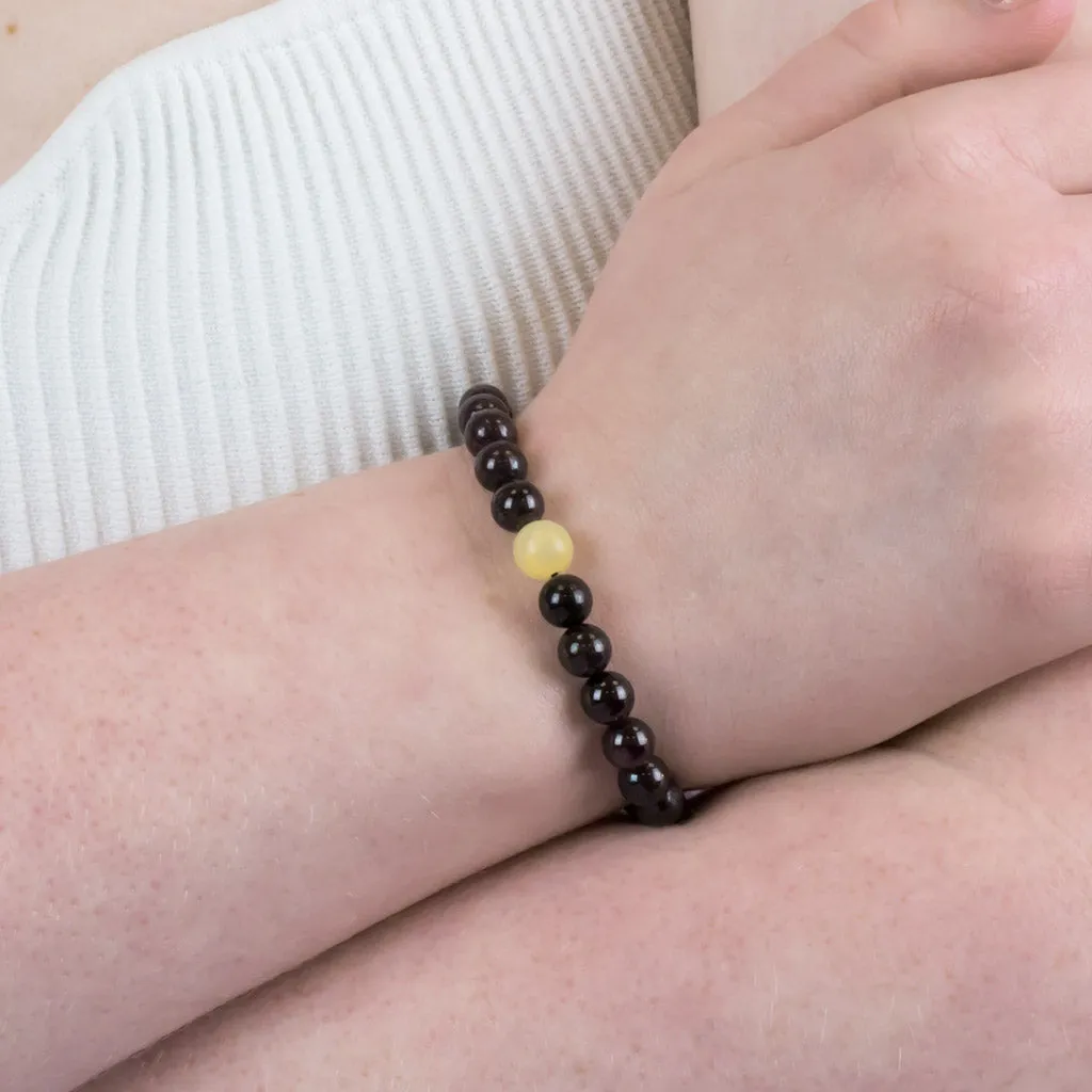 Garnet and Yellow Calcite Bead Bracelet