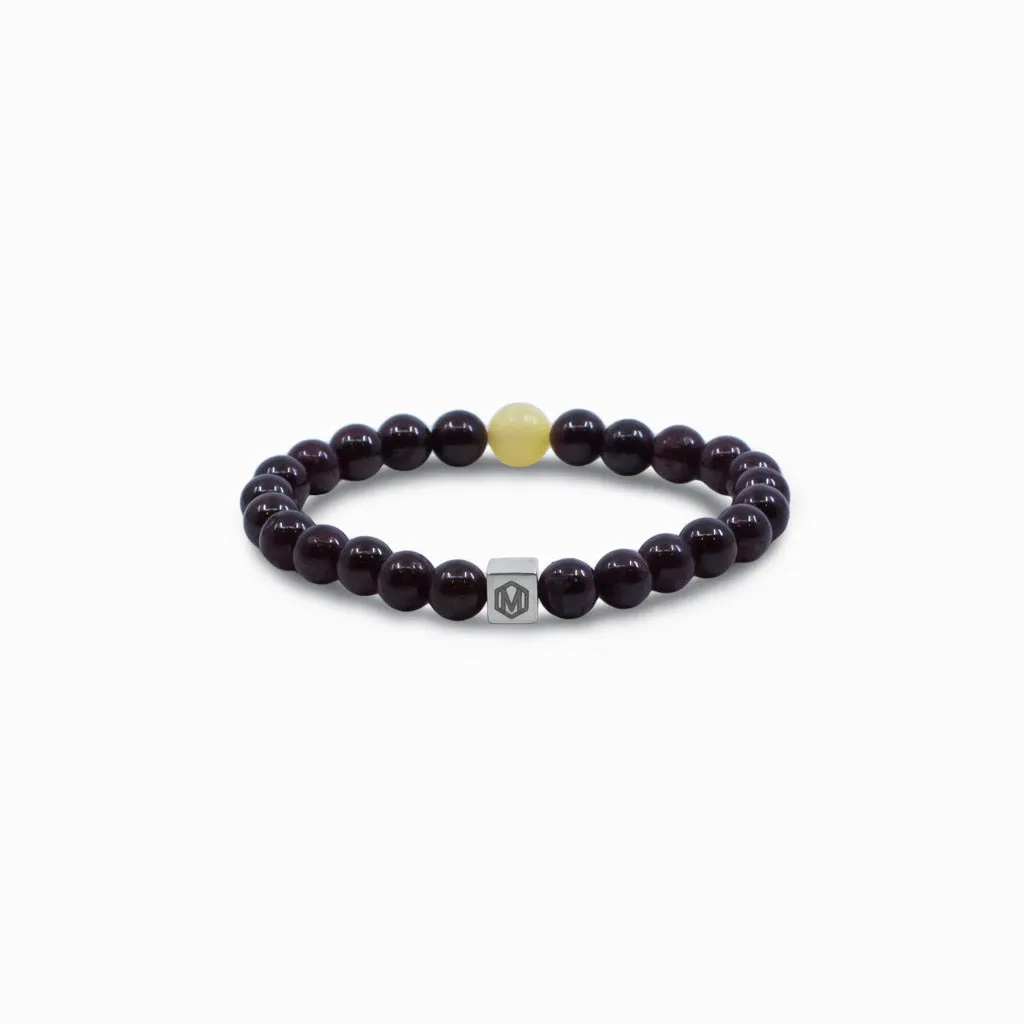 Garnet and Yellow Calcite Bead Bracelet