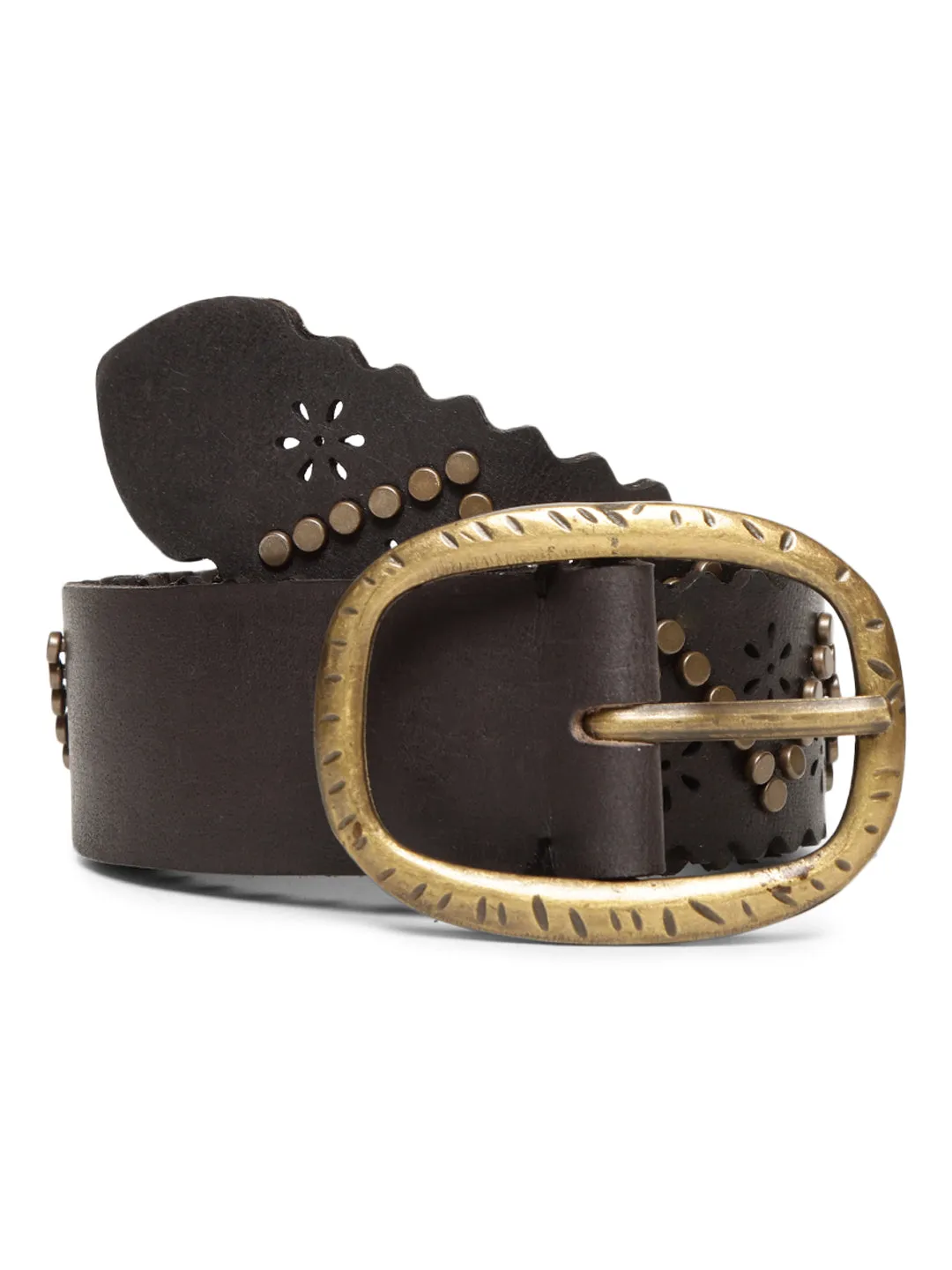 Genuine Leather Black Studded Belt By Art N Vintage