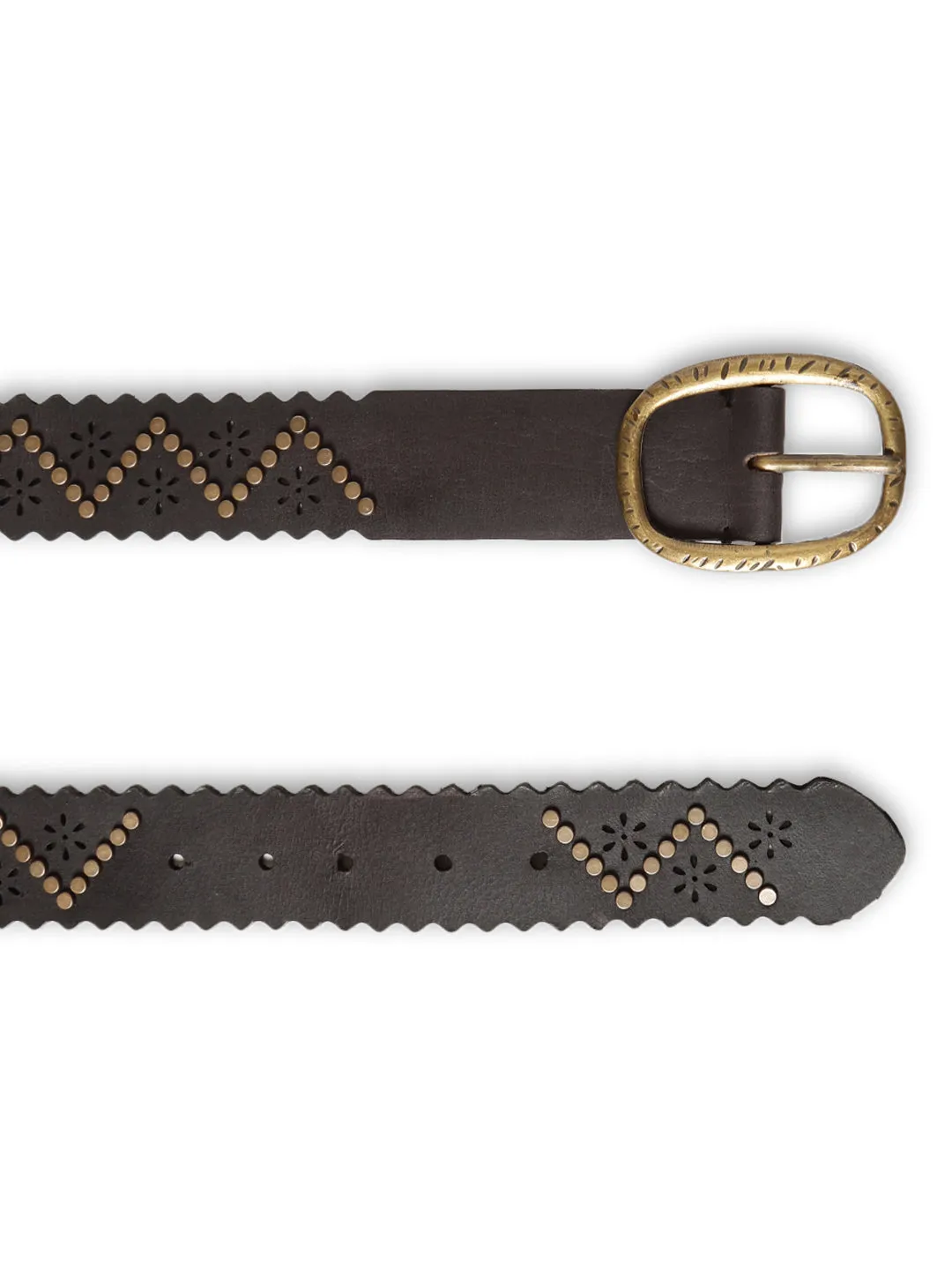 Genuine Leather Black Studded Belt By Art N Vintage