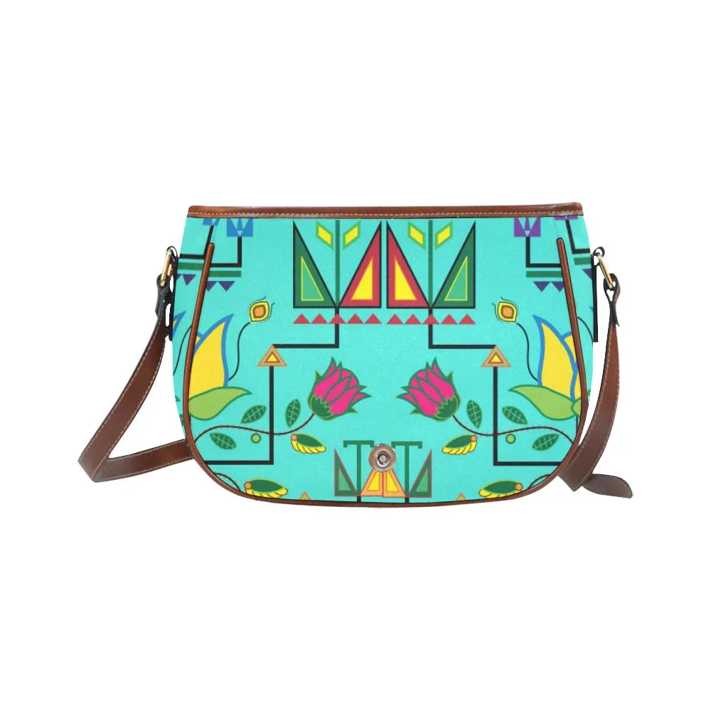 Geometric Floral Summer - Sky Saddle Bag/Small