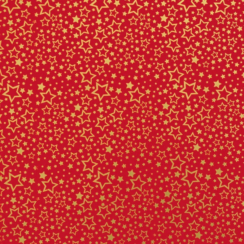 Gift Wrap Sheets - Dazzling Red Gold Star (Pack of 25 sheets)