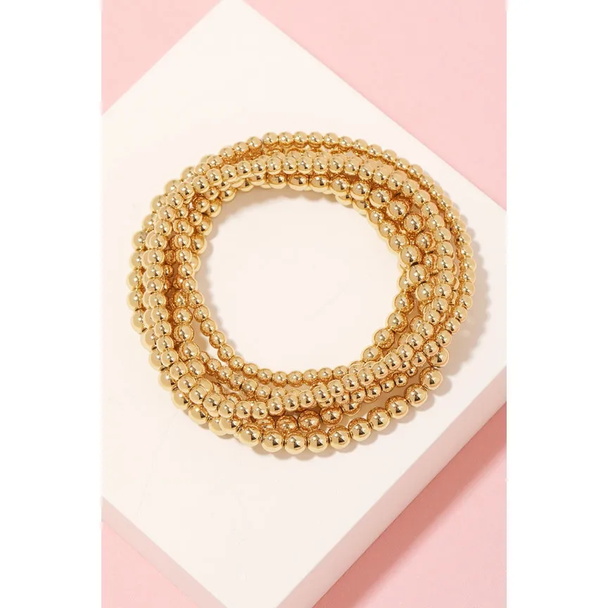 GOLD DIPPED BALL BEAD BRACELET SET