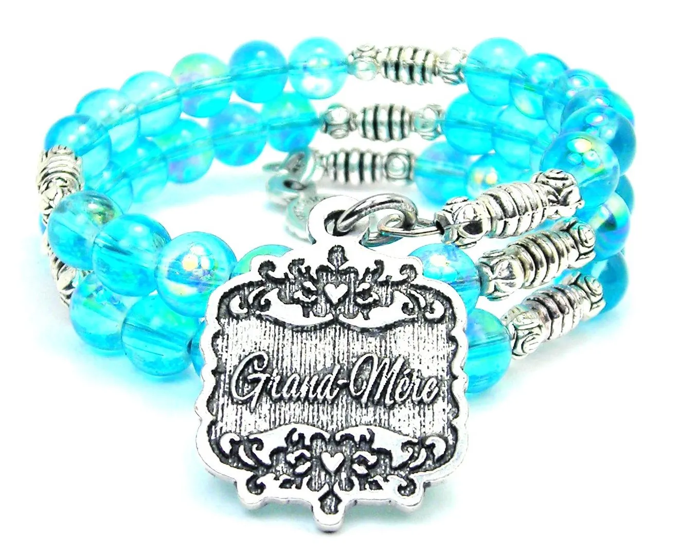 Grand Mere Victorian Scroll Sea Siren Ocean Glass Wrap Bracelet