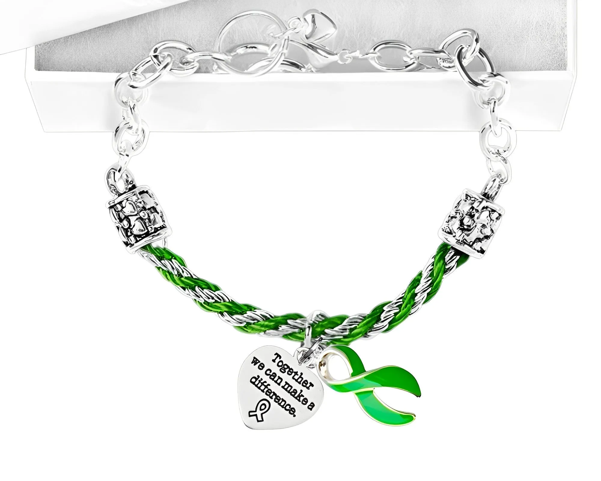 Green Ribbon Make A Difference Partial Rope Bracelets