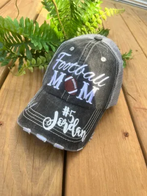 Hats Sports Boat Barn Racing Camping Lake Personalized Football mom hat Embroidered distressed womens trucker cap SHIPS in 2-3 days